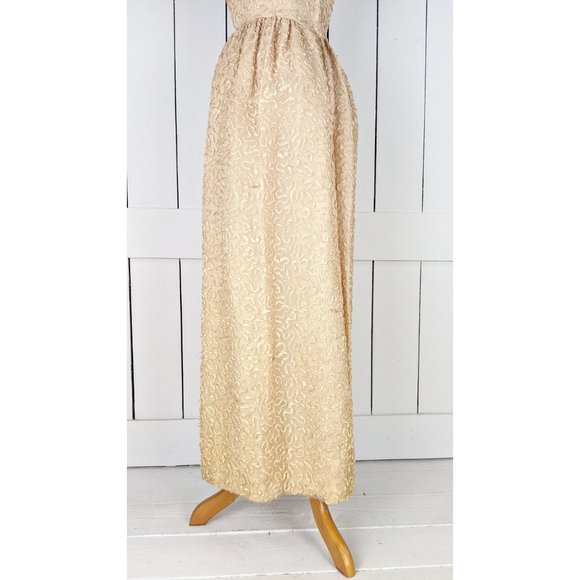 Vintage Harry Keiser champagne ribbon empire waist formal cocktail dress - Picture 6 of 8